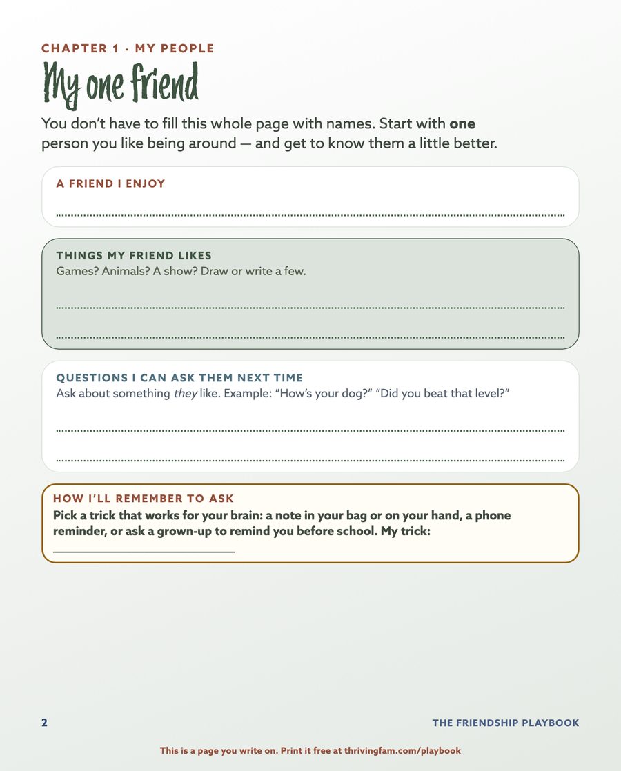 Page 2 — My one friend, a page to write on